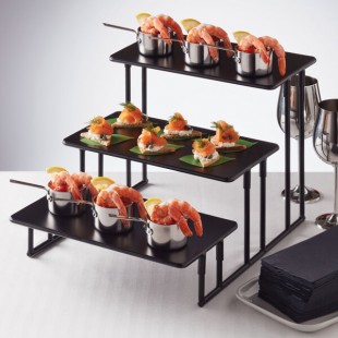 American Metalcraft ISP18 3-Tier Black Rectangular Fixed Riser Stand American Metalcraft ISP18 3-Tier Black Rectangular Fixed Riser Stand