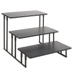 American Metalcraft ISP18 3-Tier Black Rectangular Fixed Riser Stand