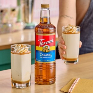 Torani Caramel Flavoring Syrup Plastic Bottle 1 Liter - 6/Case