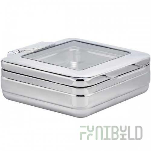 Bon Chef 20309 6 Qt. Stainless Steel Hinged Top Induction Chafer with Glass Window