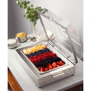 Bon Chef 22050 Magnifico Rectangular Stainless Steel Full Size Cold Chafer with Food Pan