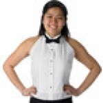 Henry Segal Women's White Halter Top Tuxedo Shirt with Wing Tip Collar - 2XS