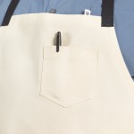 Uncommon Chef 3116 Ivory Customizable 100% Cotton Canvas Aura Bib Apron with Black Webbing and 3 Pockets - 34