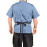 Uncommon Chef 3116 Ivory Customizable 100% Cotton Canvas Aura Bib Apron with Black Webbing and 3 Pockets - 34