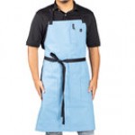 Uncommon Chef 3116 Ivory Customizable 100% Cotton Canvas Aura Bib Apron with Black Webbing and 3 Pockets - 34