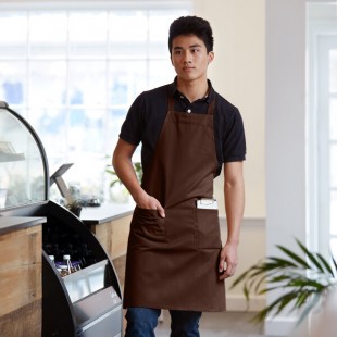 Choice Brown Poly-Cotton Standard Bib Apron with 2 Pockets - 34
