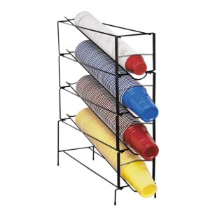 Dispense-Rite Black Wire Vertical 4-Section Countertop Cup Dispenser WR-CT-4