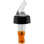 Franmara Bar-Pro 0.5 oz. Clear Spout / Orange Tail Measured Liquor Pourer with Collar 8761 BU - 12/Pack