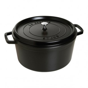 Staub 13.25 Qt. Black Enameled Cast Iron Dutch Oven 1004315 Staub 13.25 Qt. Black Enameled Cast Iron Dutch Oven 1004315