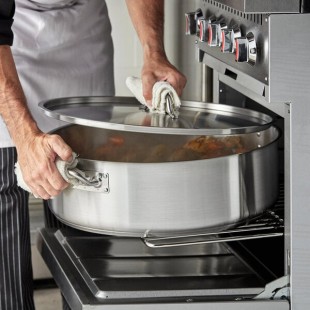 Vigor SS1 Series 30 Qt. Stainless Steel Aluminum-Clad Heavy-Duty Brazier with Cover Vigor SS1 Series 30 Qt. Stainless Steel Aluminum-Clad Heavy-Duty Brazier with Cover