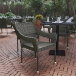 Flash Furniture Ethan Gray Synthetic Rattan Stackable Arm Chair