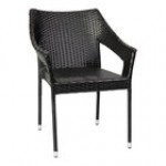 Flash Furniture Ethan Gray Synthetic Rattan Stackable Arm Chair