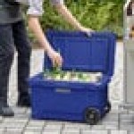 CaterGator CG45NVW Navy 45 Qt. Mobile Rotomolded Outdoor Cooler / Ice Chest