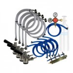 Coldbreak JOCK-4TF-SS54 Stainless Steel 4 Faucet 54 Qt. Insulated Jockey Box with Front Inputs and 50 ft. Coils
