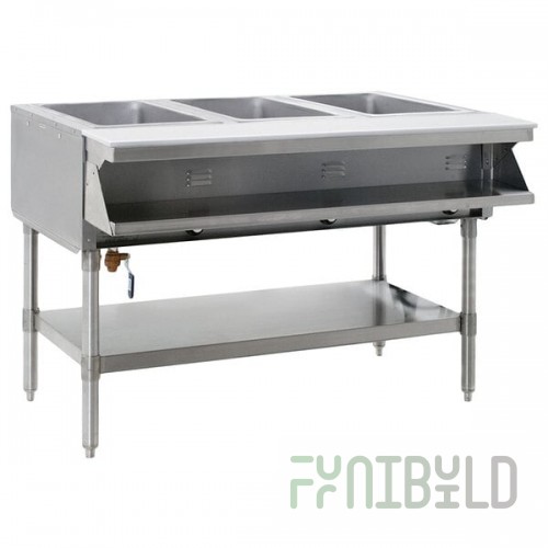 Eagle Group SHT3-240-3 Three Pan Sealed Well Stationary Hot Food Table with Undershelf - 240V, 3 Phase