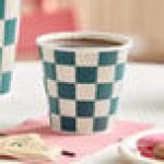 Choice 8 oz. Squat Double Wall Ripple Navy Checkered Paper Hot Cup - 500/Case Choice 8 oz. Squat Double Wall Ripple Navy Checkered Paper Hot Cup - 500/Case