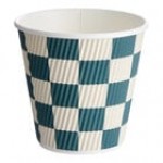 Choice 8 oz. Squat Double Wall Ripple Navy Checkered Paper Hot Cup - 500/Case Choice 8 oz. Squat Double Wall Ripple Navy Checkered Paper Hot Cup - 500/Case