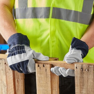 Cordova Denim Work Gloves with Cowhide Leather Palms - Vendpacked - Large - Pair