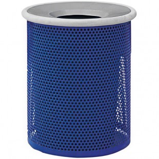 Wausau Tile MF3001 Classic 28 Gallon Steel Round Trash Can with Aluminum Funnel Lid
