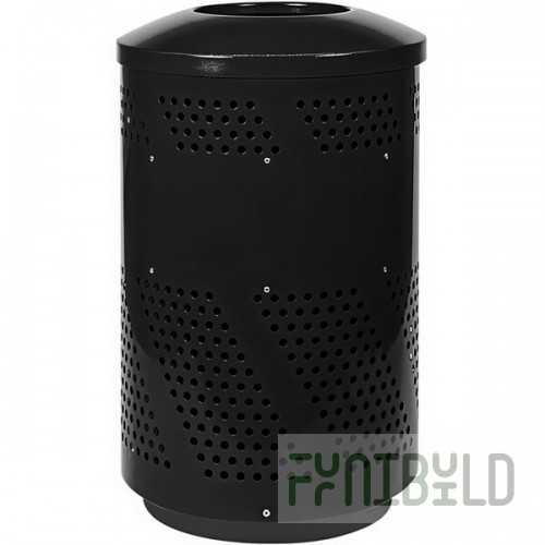Ex-Cell Kaiser Arena 51 Series ARENA-51 51 Gallon Black Steel Customizable Outdoor Trash Receptacle with Dome Top