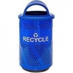 Ex-Cell Kaiser Arena 51 Series ARENA-51 51 Gallon Black Steel Customizable Outdoor Trash Receptacle with Dome Top