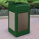 Commercial Zone 720354 StoneTec 42 Gallon Forest Green Square Decorative Trash Can with Riverstone Panels Commercial Zone 720354 StoneTec 42 Gallon Forest Green Square Decorative Trash Can with Riverstone Panels