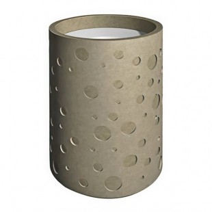 Wausau Tile WS100 24 Gallon Concrete Round Decorative Outdoor Trash Can with Aluminum Lid