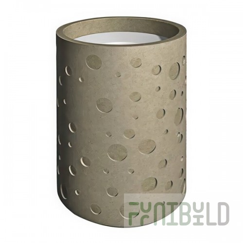Wausau Tile WS100 24 Gallon Concrete Round Decorative Outdoor Trash Can with Aluminum Lid