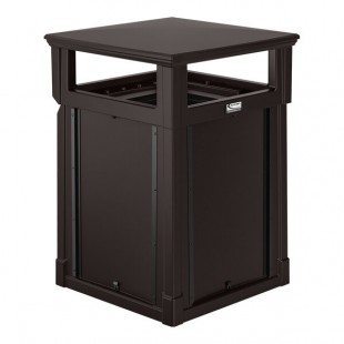 Suncast RMCC3501 35 Gallon Java Outdoor Waste Trash Can with Dome Top Lid and Sign Frames Suncast RMCC3501 35 Gallon Java Outdoor Waste Trash Can with Dome Top Lid and Sign Frames