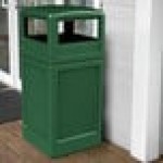 Commercial Zone 73295399 PolyTec 42 Gallon Square Forest Green Trash Can and Dome Lid Set
