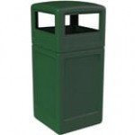 Commercial Zone 73295399 PolyTec 42 Gallon Square Forest Green Trash Can and Dome Lid Set