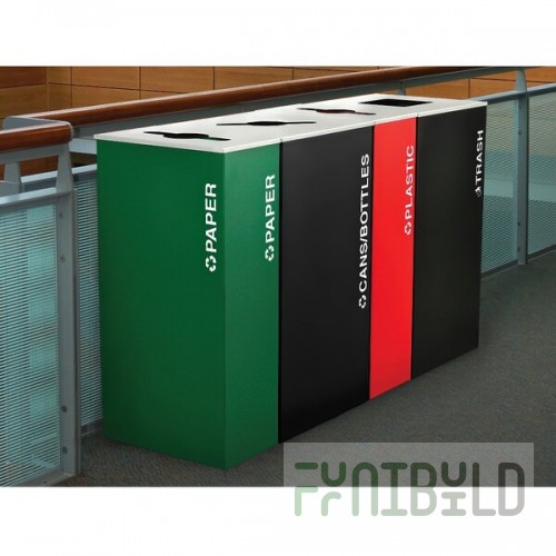 Ex-Cell Kaiser RC-KD36-C BLX Kaleidoscope XL Series Black Texture Square 36 Gallon Customizable Cans / Bottles Receptacle