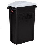 Rubbermaid® Slim Jim 92 Qt. / 23 Gallon Black Rectangular Trash Can with Light Gray Handled Lid Rubbermaid® Slim Jim 92 Qt. / 23 Gallon Black Rectangular Trash Can with Light Gray Handled Lid
