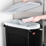 Rubbermaid® Slim Jim 92 Qt. / 23 Gallon Black Rectangular Trash Can with Light Gray Handled Lid Rubbermaid® Slim Jim 92 Qt. / 23 Gallon Black Rectangular Trash Can with Light Gray Handled Lid