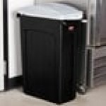 Rubbermaid® Slim Jim 92 Qt. / 23 Gallon Black Rectangular Trash Can with Light Gray Handled Lid Rubbermaid® Slim Jim 92 Qt. / 23 Gallon Black Rectangular Trash Can with Light Gray Handled Lid