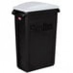 Rubbermaid® Slim Jim 92 Qt. / 23 Gallon Black Rectangular Trash Can with Light Gray Handled Lid Rubbermaid® Slim Jim 92 Qt. / 23 Gallon Black Rectangular Trash Can with Light Gray Handled Lid