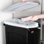 Rubbermaid® Slim Jim 92 Qt. / 23 Gallon Black Rectangular Trash Can with Light Gray Handled Lid Rubbermaid® Slim Jim 92 Qt. / 23 Gallon Black Rectangular Trash Can with Light Gray Handled Lid
