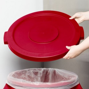 Carlisle 84102105 Bronco 20 Gallon Red Flat Round Trash Can Lid