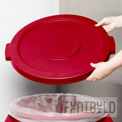 Carlisle 84102105 Bronco 20 Gallon Red Flat Round Trash Can Lid