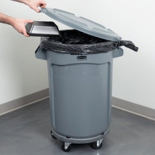 Rubbermaid® BRUTE 32 Gallon Gray Round Trash Can, Lid, and Dolly Kit Rubbermaid® BRUTE 32 Gallon Gray Round Trash Can, Lid, and Dolly Kit