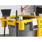 Lavex 44 Gallon Gray Round Commercial Trash Can Kit with Yellow Rim Caddy / Dolly Lavex 44 Gallon Gray Round Commercial Trash Can Kit with Yellow Rim Caddy / Dolly