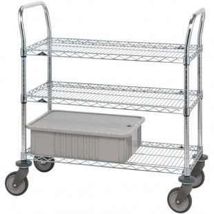 Metro 3SPN53PS Super Erecta Stainless Steel Three Shelf Heavy Duty Utility Cart with Polyurethane Casters - 24 Metro 3SPN53PS Super Erecta Stainless Steel Three Shelf Heavy Duty Utility Cart with Polyurethane Casters - 24