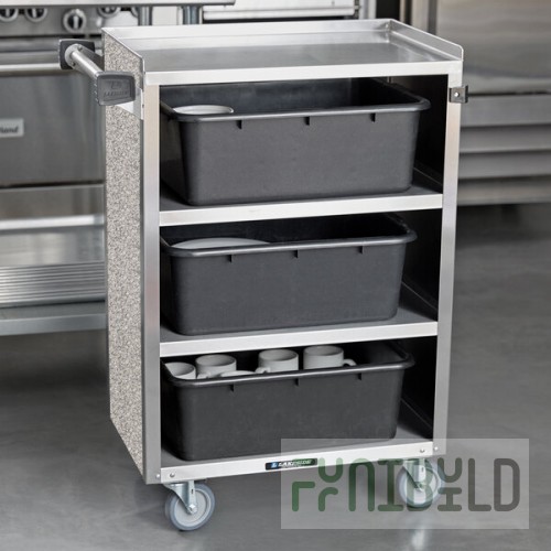 Lakeside 815GS 4 Shelf Medium Duty Stainless Steel Utility Cart with Enclosed Base and Gray Sand Finish - 16 7/8
