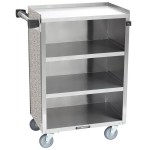 Lakeside 815GS 4 Shelf Medium Duty Stainless Steel Utility Cart with Enclosed Base and Gray Sand Finish - 16 7/8 Lakeside 815GS 4 Shelf Medium Duty Stainless Steel Utility Cart with Enclosed Base and Gray Sand Finish - 16 7/8