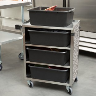 Lakeside 615GS 4 Shelf Standard Duty Stainless Steel Utility Cart with Enclosed Base and Gray Sand Finish - 16 1/2
