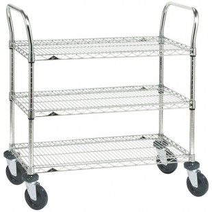 Metro 3SPN56ABR Super Erecta Brite Three Shelf Heavy Duty Utility Cart with Rubber Casters - 24 Metro 3SPN56ABR Super Erecta Brite Three Shelf Heavy Duty Utility Cart with Rubber Casters - 24