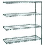 Metro 5AN317K3 Super Erecta Metroseal Green Adjustable Wire Stationary Add-On Shelving Unit - 18