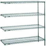 Metro 5AN317K3 Super Erecta Metroseal Green Adjustable Wire Stationary Add-On Shelving Unit - 18