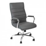 Flash Furniture Whitney Black LeatherSoft Mid-Back Executive Swivel Office Chair with Black Frame and Roller Wheels