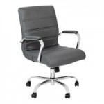 Flash Furniture Whitney Black LeatherSoft Mid-Back Executive Swivel Office Chair with Black Frame and Roller Wheels